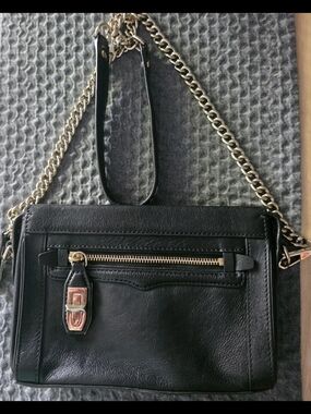 New Rebecca Minkoff Crosby Smooth Black Leather & Gold Hardware & Dustbag